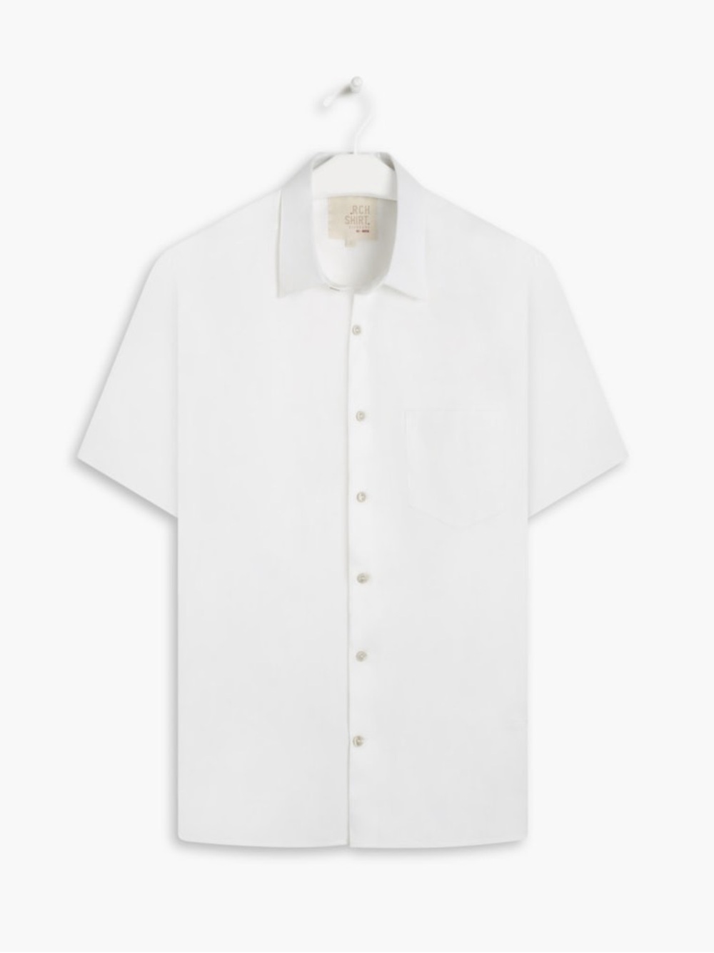 Nature Fabric-Classic White Linen Short-Sleeve Button Down Shirt Lightweight